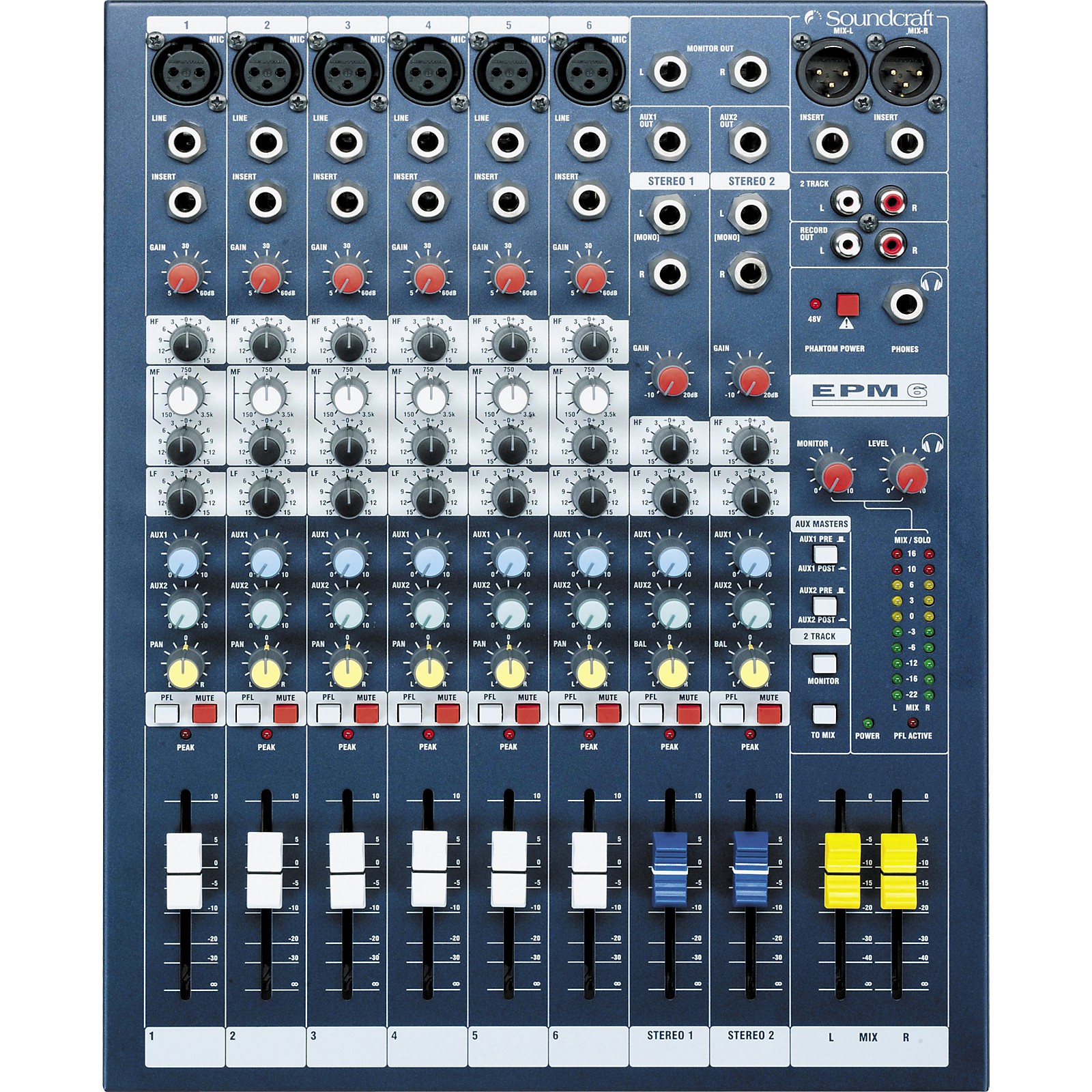 Soundcraft EPM 6 DJミキサー Soundcraft EPM6 6-Channel Multi-Format Mixer | Music & Arts