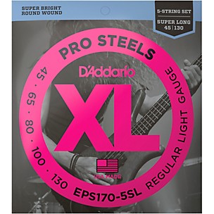 D'Addario EPS170-5SL  XL ProSteels Regular Light Super Long Scale 5-String Bass Strings