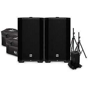 Electro-Voice EVERSE 12 12" 400W Weatherized Battery-Powered Loudspeaker Pair With Extra Battery, Duffel Bags &  Stands