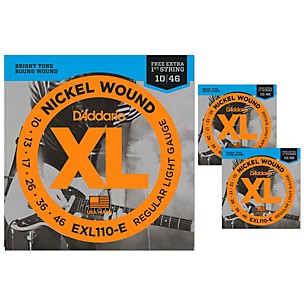 D'Addario EXL110-E Light Electric Guitar Strings 3-Pack with 3 Bonus High E Strings (10-46)