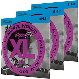 D'Addario EXL120 Nickel Super Light Electric Guitar Strings 3-Pack