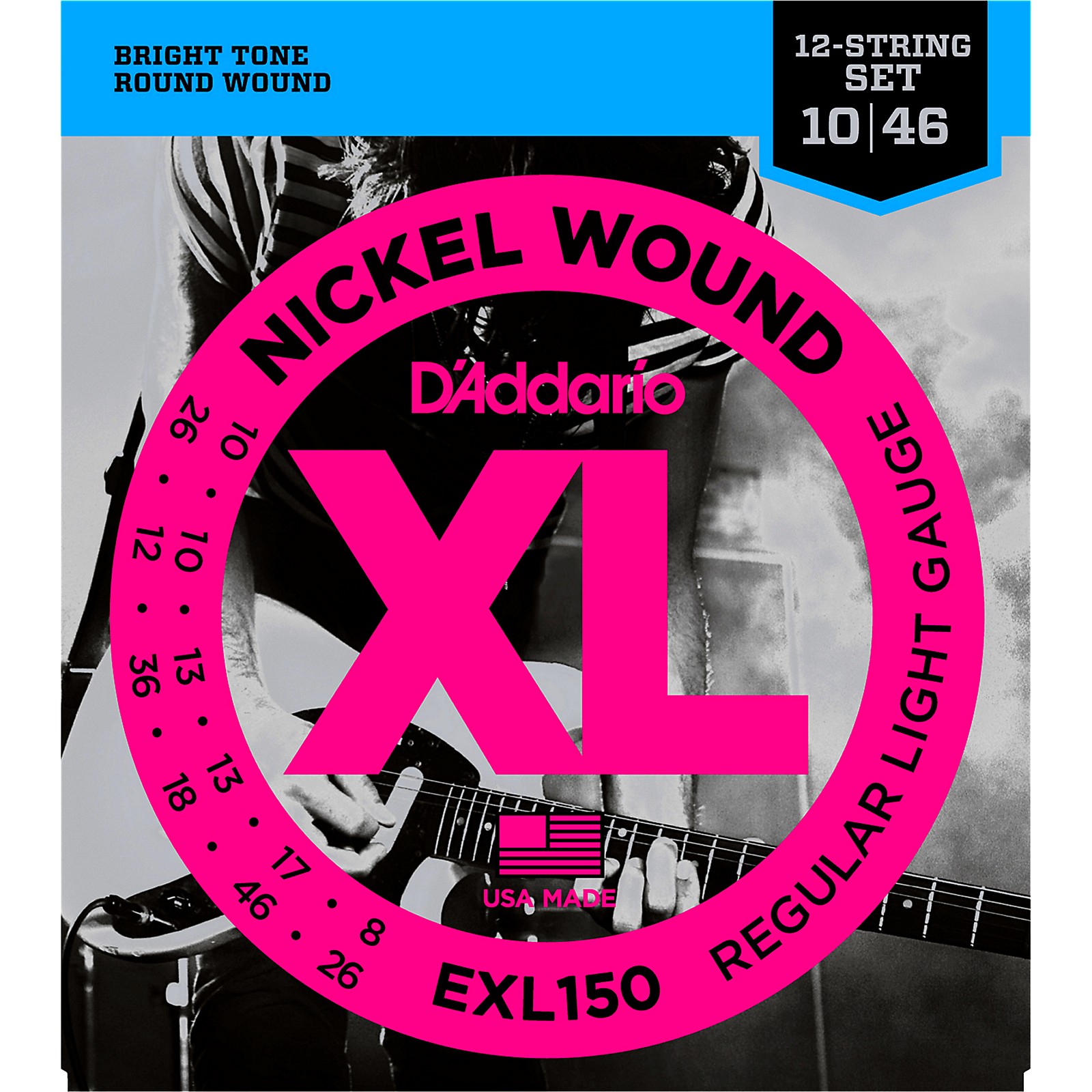 D'Addario EXL150 Nickel XL 12-String Electric Guitar Strings