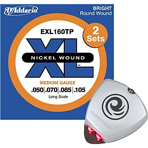 D'Addario EXL160TP Medium Electric Bass Guitar Strings 2-Pack with Free Strobe Tuner