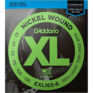 D'Addario EXL165-6 XL 6-String Bass Soft/Regular String Set