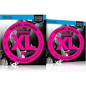 D'Addario EXL170BT Balanced Tension Long Scale Electric Bass String Set (45-107) 2 Pack