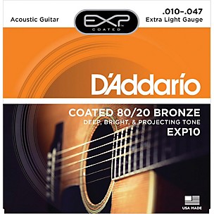 D'Addario EXP10 Coated 80/20 Bronze Extra Light Acoustic Guitar Strings