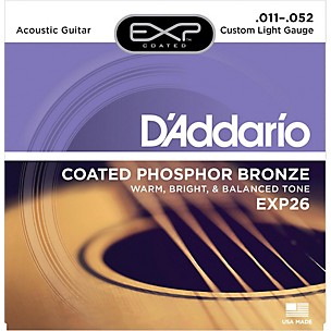 D'Addario EXP26 Coated Phosphor Bronze Custom Light Acoustic Guitar Strings