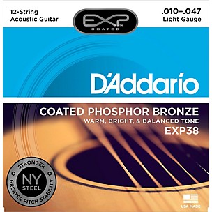 D'Addario EXP38 12-String Coated Phosphor Bronze Light Acoustic Guitar Strings