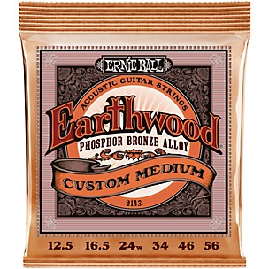 Ernie Ball Earthwood Phosphor Bronze Custom Medium Acoustic Guitar String 12.5-56