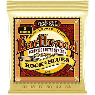 Ernie Ball Earthwood Rock and Blues 80/20 Bronze Acoustic Guitar Strings 3 Pack