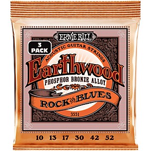 Ernie Ball Earthwood Rock and Blues Phosphor Bronze Acoustic Guitar Strings 3 Pack