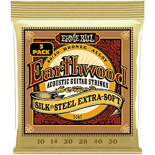 Ernie Ball Earthwood Silk and Steel Extra Soft 80/20 Bronze Acoustic Guitar Strings 3 Pack