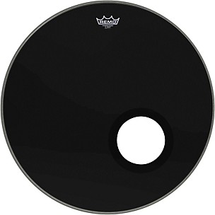 Remo Ebony Powerstroke 3 Resonant Bass Drum Head with 5 Port Hole