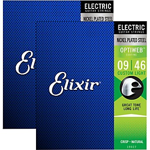 Elixir Electric Guitar Strings With OPTIWEB Coating, Custom Light (.009-.046) 2-Pack