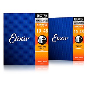 Elixir Electric Guitar Strings with NANOWEB Coating, Light (.010-.046) 2-Pack