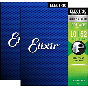 Elixir Electric Guitar Strings with OPTIWEB Coating, Light/Heavy (.010-.052) - 2 Pack