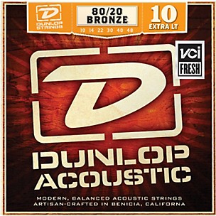 Dunlop Extra Light 80/20 Bronze Acoustic Guitar Strings