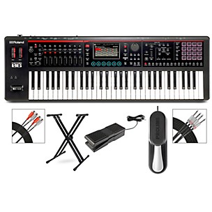 Roland FANTOM-06 Synthesizer With X-Stand, Sustain & Expression Pedal, Plus Livewire Audio & MIDI Cables