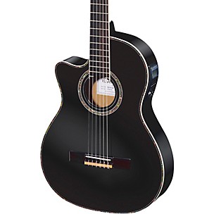 Ortega Family Series Pro RCE145LBK Thinline Acoustic-Electric Left-Handed Nylon Guitar