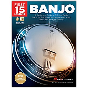 Hal Leonard First 15 Lessons - Banjo (A Beginner's Guide, Featuring Step-By-Step Lessons  and Bluegrass Songs!) Book/Media Online