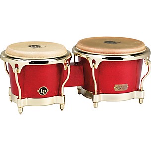 LP Galaxy Series Fiberglass Fausto Cuevas III Signature Bongos, Arena Red with Gold Hardware