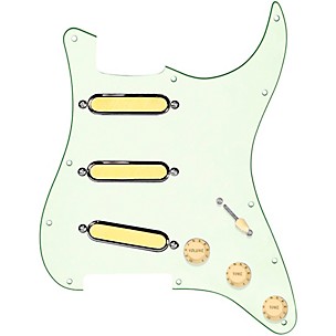 920d Custom Gold Foil Loaded Pickguard For Strat With Aged White Pickups and Knobs and S5W-BL-V Wiring Harness