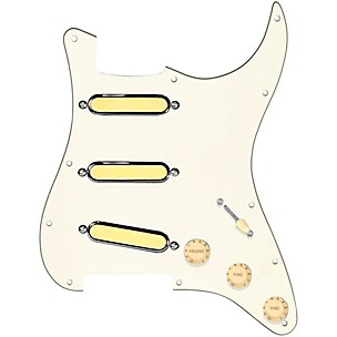 920d Custom Gold Foil Loaded Pickguard For Strat With Aged White Pickups and Knobs and S5W-BL-V Wiring Harness