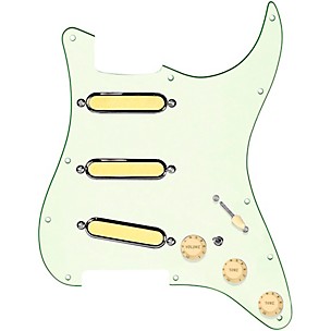 920d Custom Gold Foil Loaded Pickguard For Strat With Aged White Pickups and Knobs and S7W-MT Wiring Harness