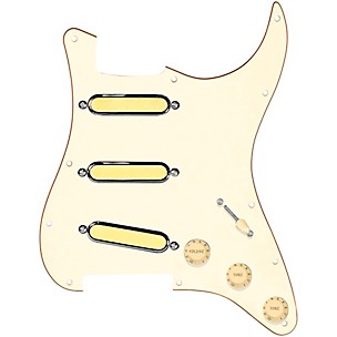 920d Custom Gold Foil Loaded Pickguard For Strat With Aged White Pickups and Knobs and S7W Wiring Harness