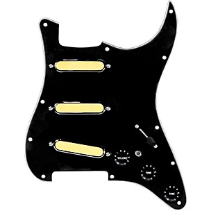 920D Custom Gold Foil Loaded Pickguard For Strat With Black Pickups and Knobs and S7W-MT Wiring Harness
