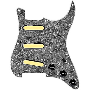 920D Custom Gold Foil Loaded Pickguard For Strat With Black Pickups and Knobs and S7W Wiring Harness
