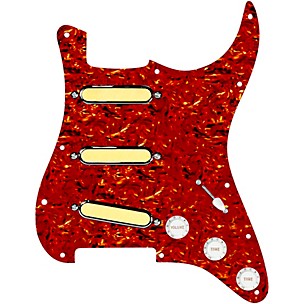 920d Custom Gold Foil Loaded Pickguard For Strat With White Pickups and Knobs and S5W Wiring Harness