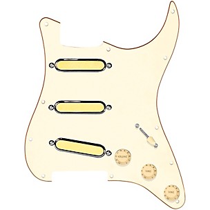 920D Custom Gold Foil Loaded Pickguard for Strat With Aged White Pickups & Knobs, S7W Wiring Harness