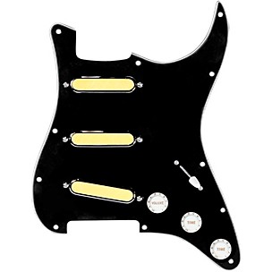 920d Custom Gold Foil Loaded Pickguard for Strat With White Pickups & Knobs, S7W Wiring Harness