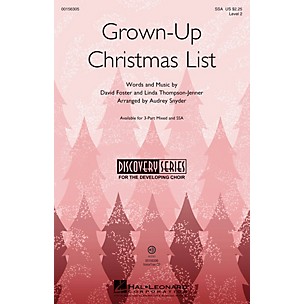 Hal Leonard Grown-Up Christmas List (Discovery Level 2) SSA arranged by Audrey Snyder