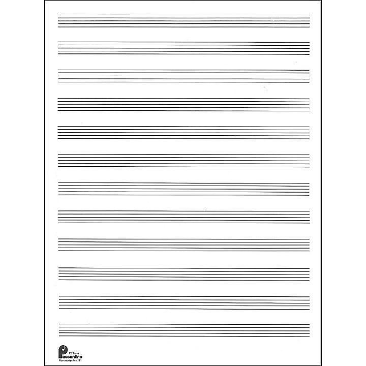 Music Sales Passantino Manuscript Paper Old #51, 12 Stave, 80 Pages, 9X12