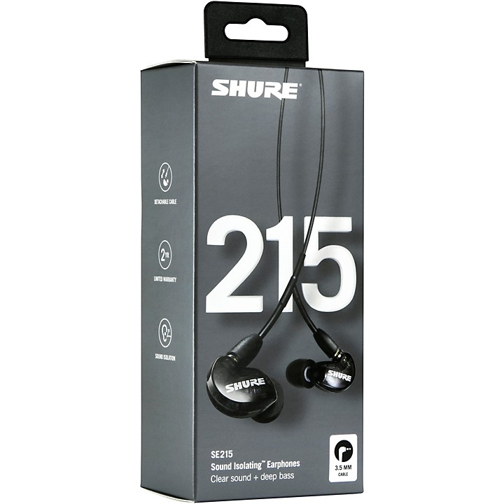 Shure SE215 Wired Sound Isolating Earbuds, Clear Sound, Single Driver,  Secure in-Ear Fit, Detachable Cable, Durable Quality, Compatible with Apple  