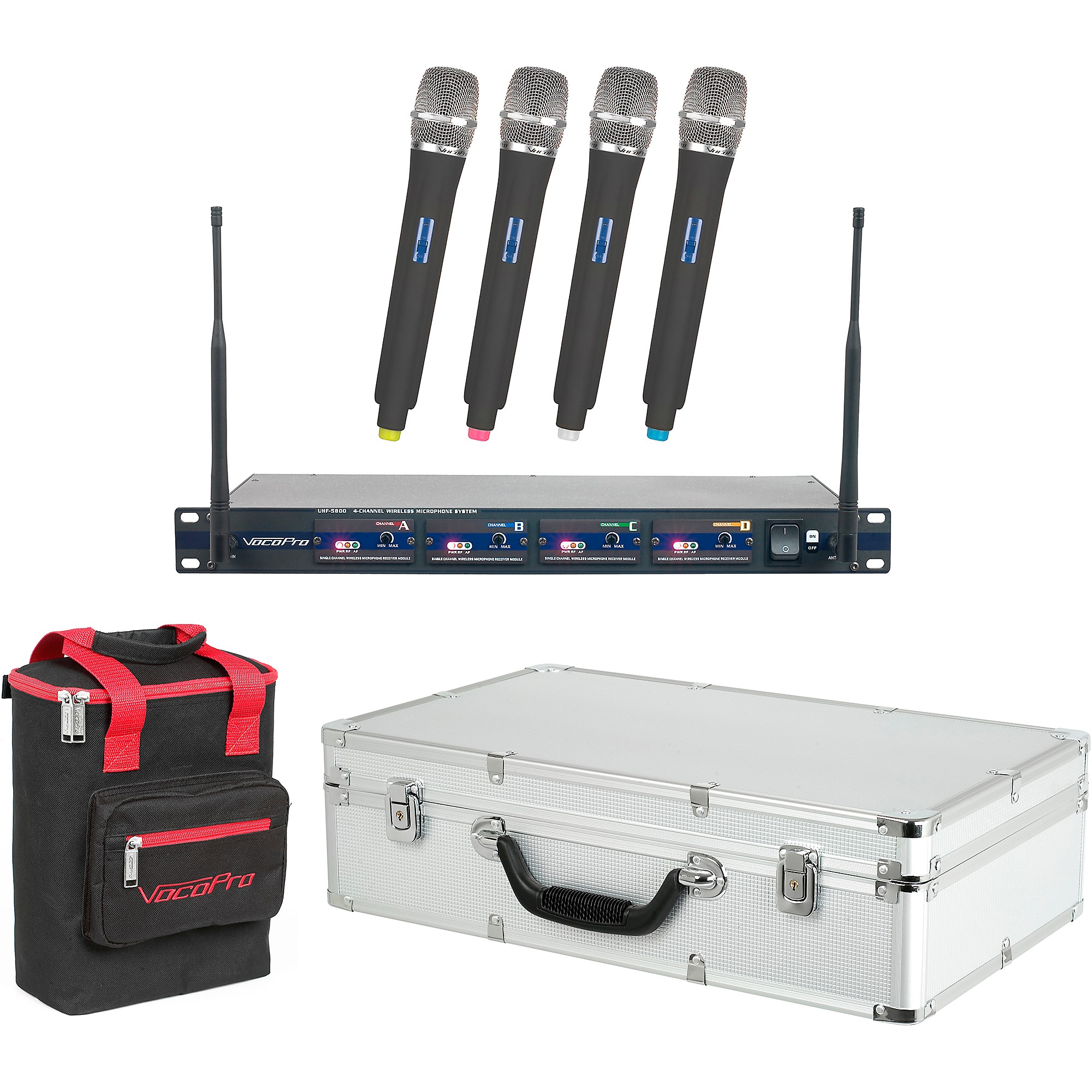 VocoPro UHF 5800 Plus 4 Mic Wireless System With Mic Bag