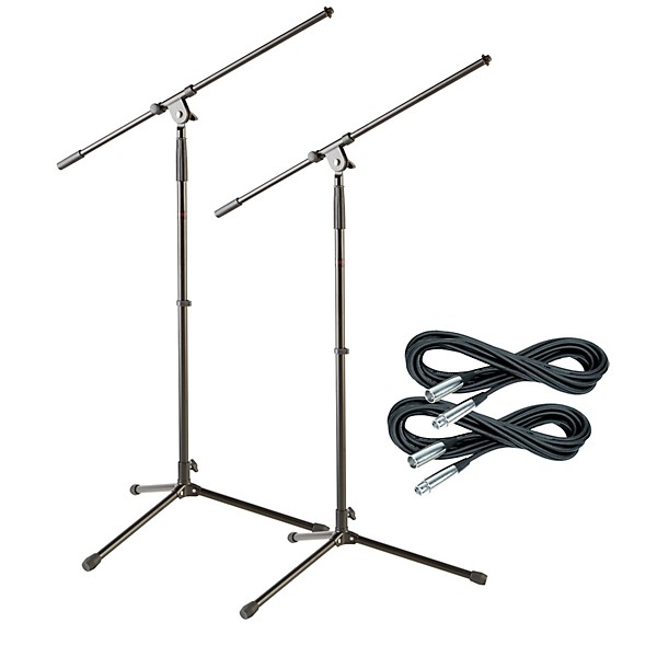 Musician's Gear Tripod Mic Stand with 20 Foot Mic Cable (2 Pack) Music & Arts