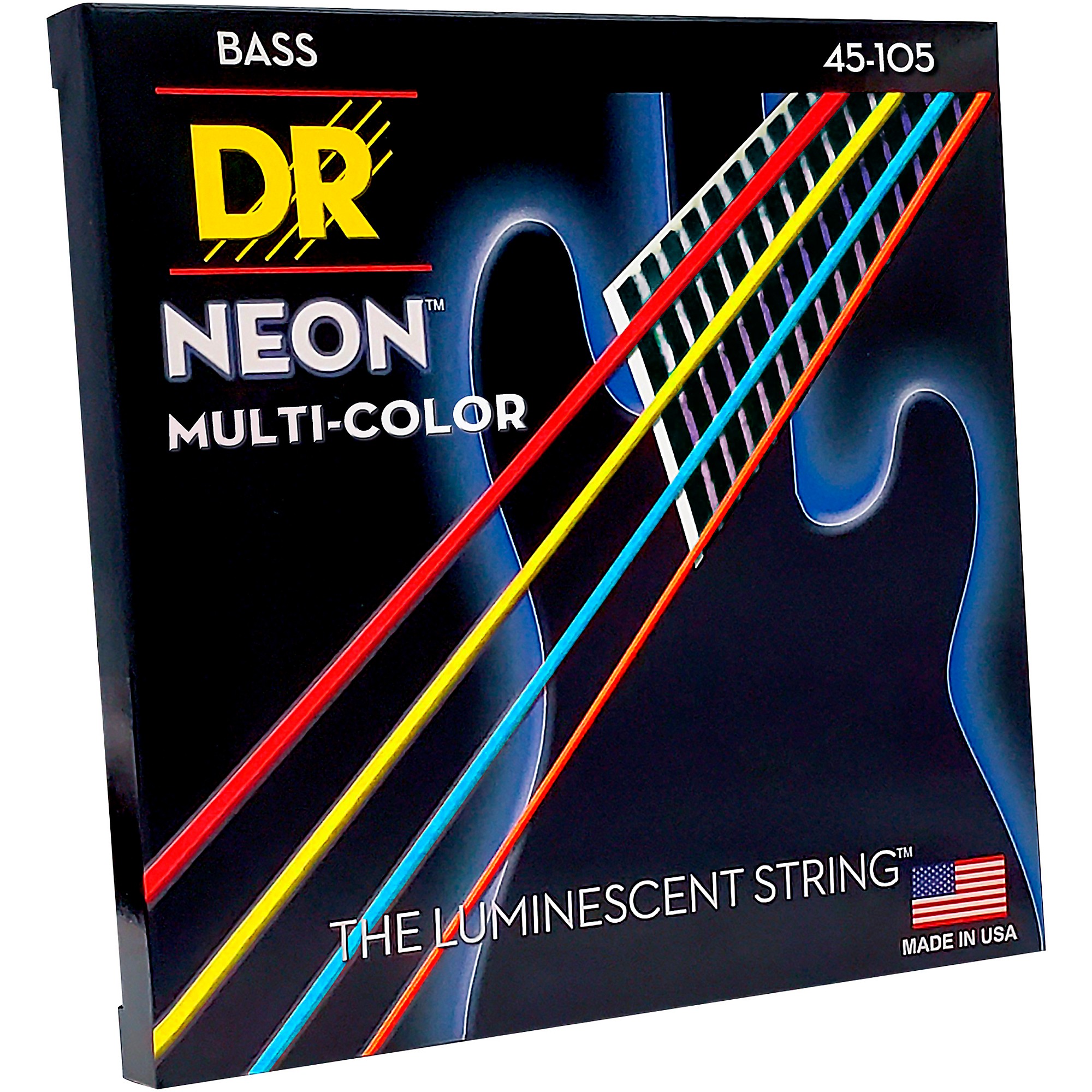 NEON BASS Guitar Strings MULTI-COLOR (D… DR Strings Hi-Def NEON Multi-Color Coated Medium 4-String
