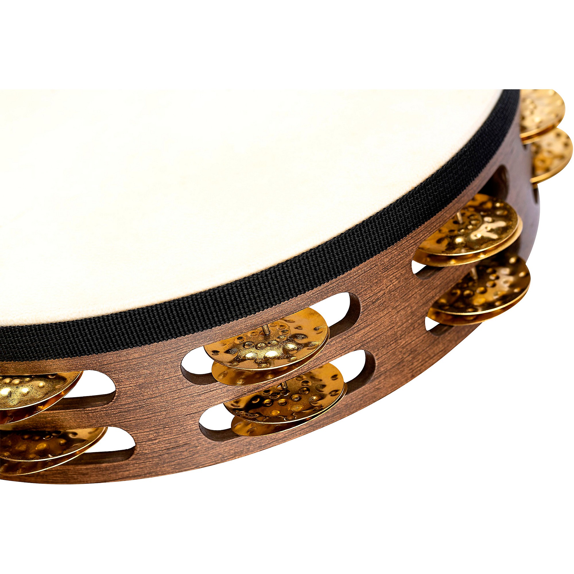 MEINL Vintage Goat-Skin Wood Tambourine Two Rows Brass Jingles