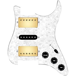 920d Custom HSH Loaded Pickguard for Stratocaster With Gold Smoothie Humbuckers, Black Texas Vintage Pickups and S5W-HSH Wiring Harness