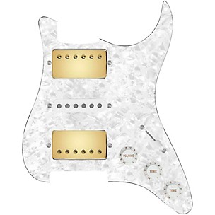 920d Custom HSH Loaded Pickguard for Stratocaster With Gold Smoothie Humbuckers, White Texas Vintage Pickups and S5W-HSH Wiring Harness