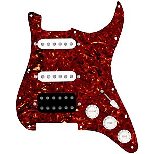 920d Custom HSS Loaded Pickguard For Strat With An Uncovered Smoothie Humbucker, White Texas Vintage Pickups, White Knobs