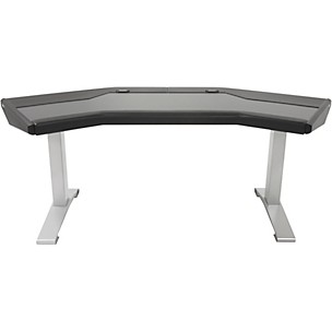 Argosy Halo G Desk with Black End Panels and Silver Legs