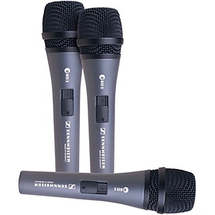 Sennheiser Handheld microphone set with (3) e 835-S (cardioid, dynamic), (3) MZQ 800 clips and (3) carrying pouches (3.5 lbs)