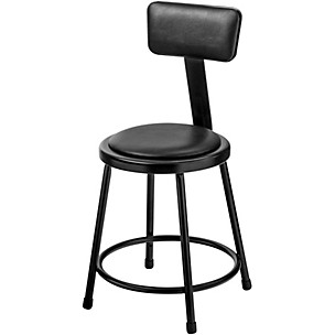 National Public Seating Heavy-Duty Vinyl Padded Steel Stool With Backrest