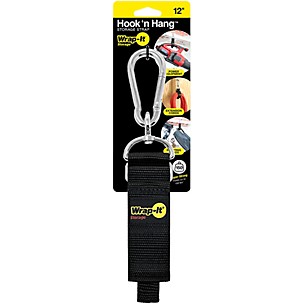 Wrap-It Storage Straps Hook 'n Hang Storage Strap - 12" x 1.5" - Hook and Loop Hanging Cinch Strap with Carabiner
