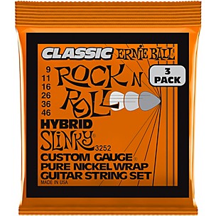 Ernie Ball Hybrid Slinky Classic Rock and Roll Electric Guitar Strings 3 Pack