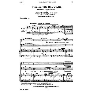 Novello I Will Magnify Thee, O Lord SS Composed by Joseph Corfe